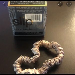 One Slipsilk Gold Skinny Scrunchie with box